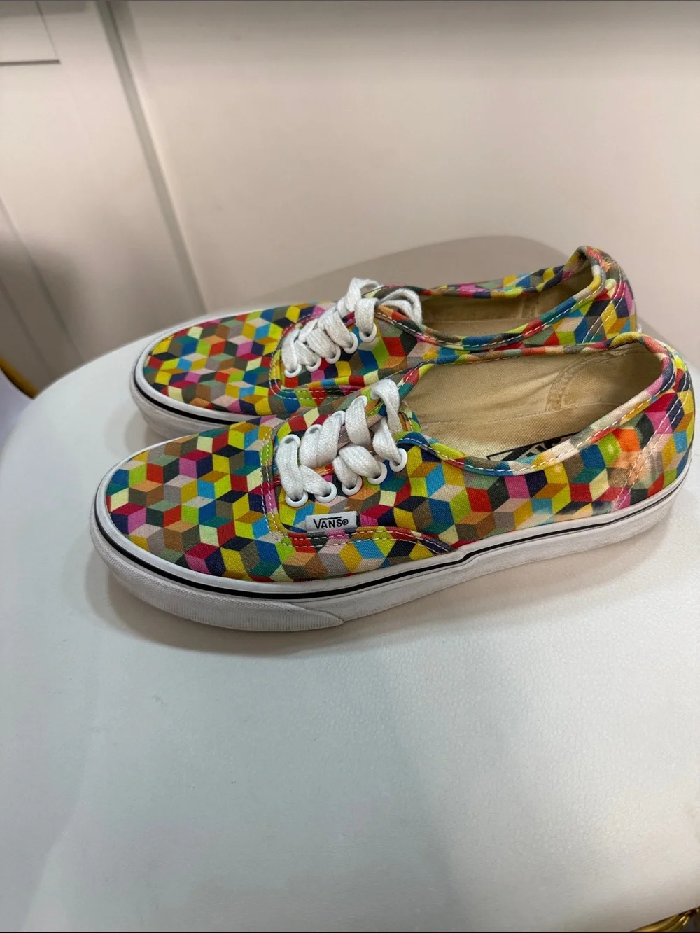 Vans Multicolor Geometric Canvas Sneakers in Yellow, Blue, Green, Pink